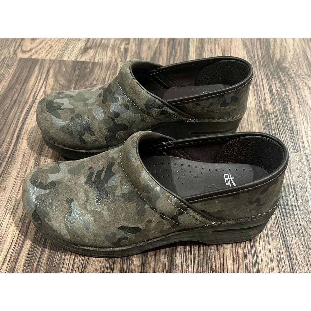 Dansko Clog Mules in Olive Green Camouflage